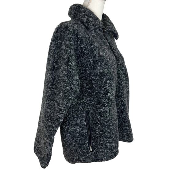 ARKET High-Neck Pile Jacket Black White Melange Scandinavian Cozycore Sz Medium - Picture 3 of 11